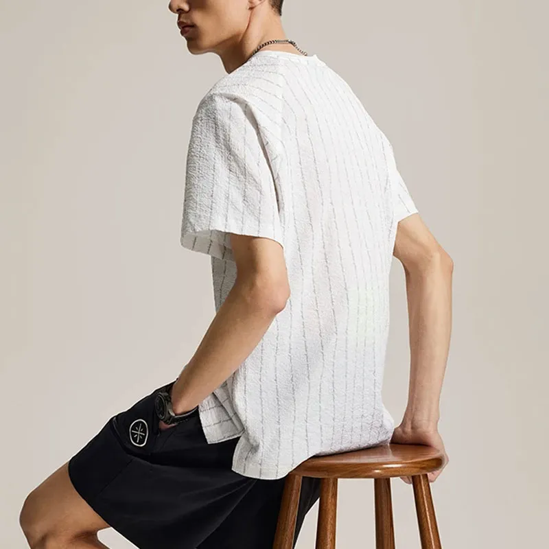 LiNing Drop Shoulder Sleeve T Shirt Men's Standard White All Over Print-3