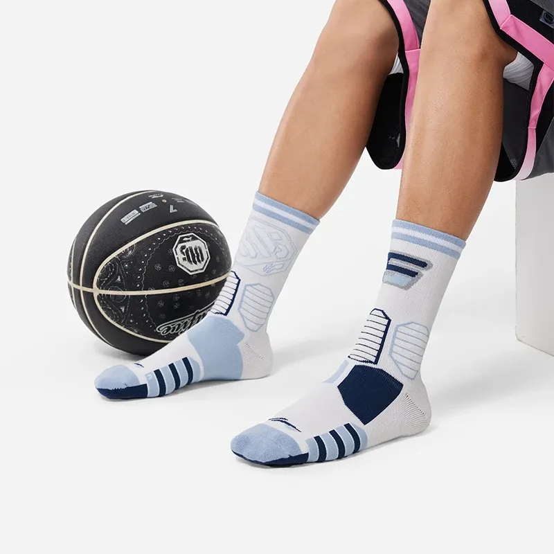LiNing Badfive Mid Calf Socks Unisex 1 Pack Shadow Purple Blue-4