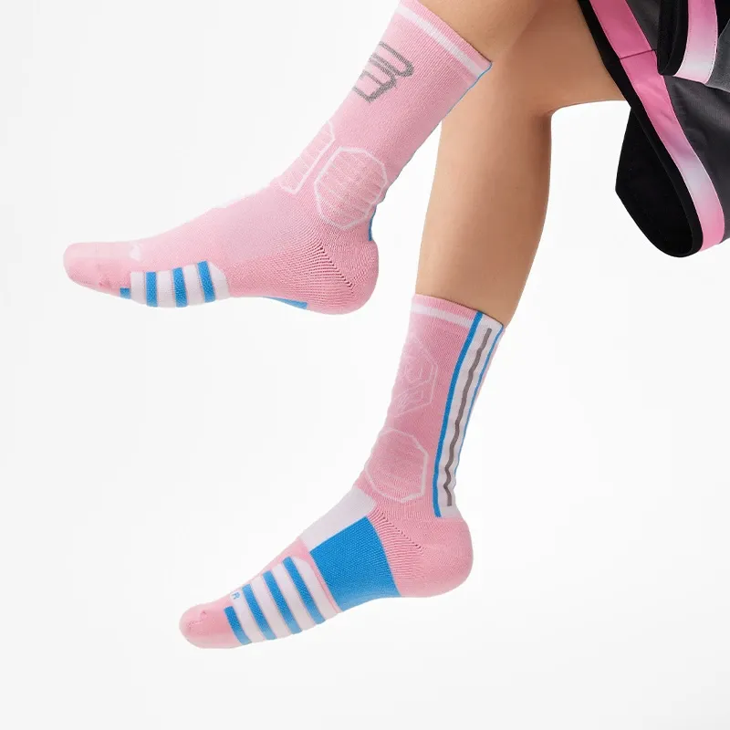 LiNing Badfive Mid-Calf Socks Men's 1 Pack Fluorescent Tender Pink-4