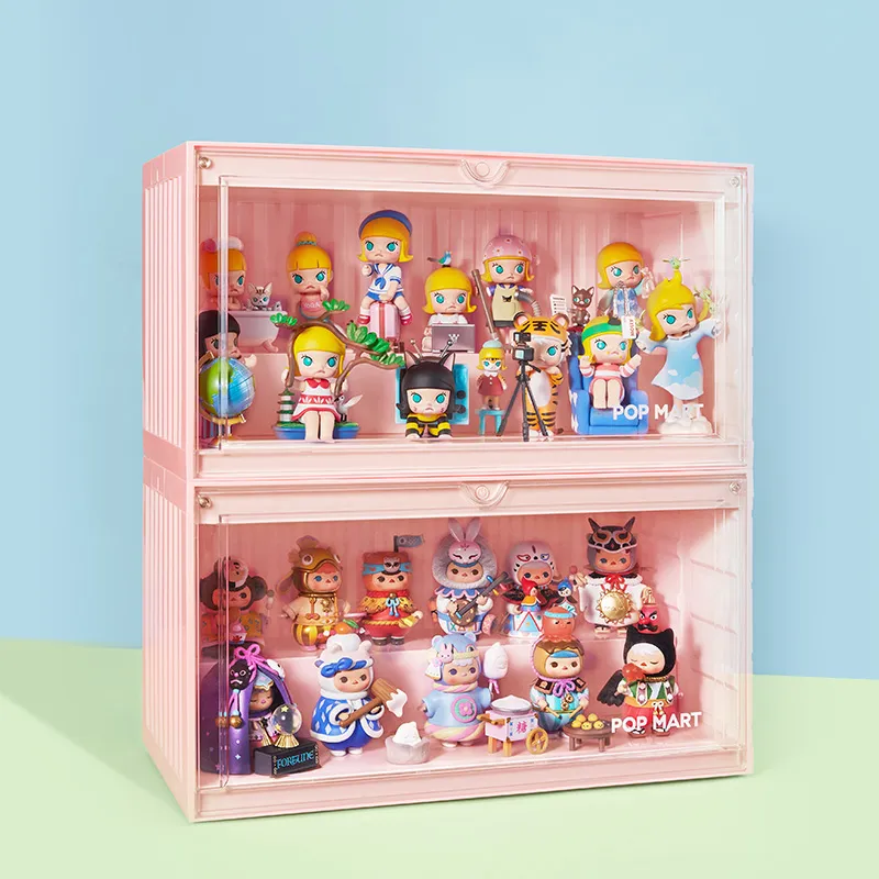 POP MART Container Figure Luminous Display Case Model Accessories Pink 17cm-1