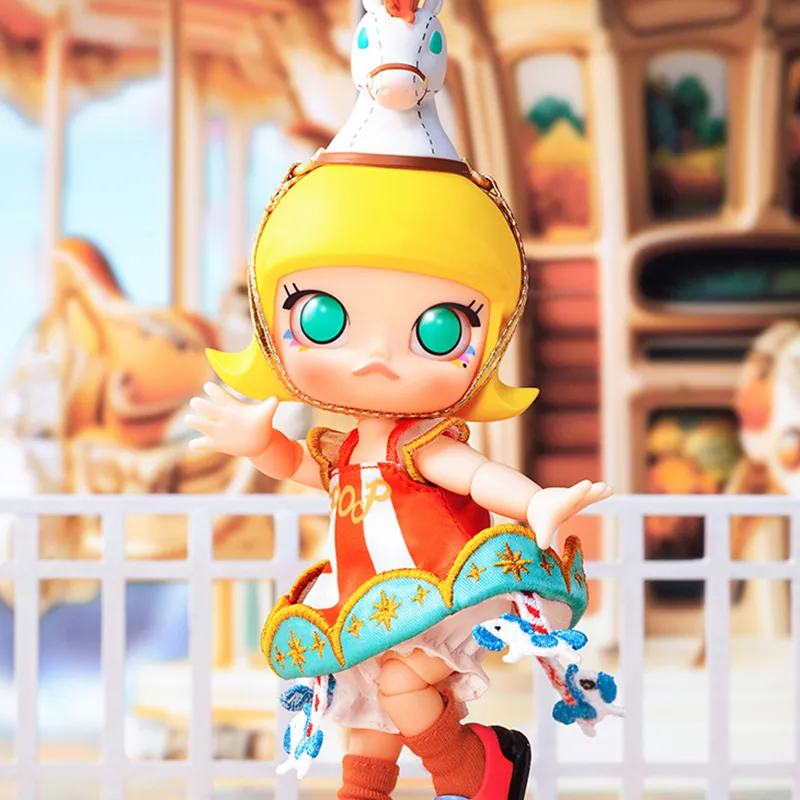 POP MART MOLLY Rotatable Wooden Doll Trendy Figures 13cm-2
