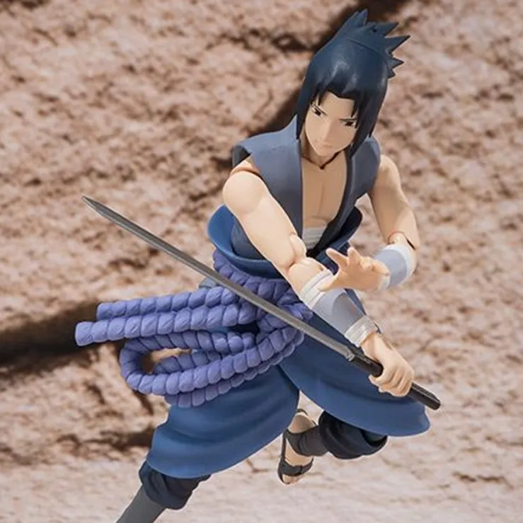 BANDAI Sasuke Uchiha Bandai SHF Naruto Sasuke Tobi Battle Action Figure 14cm Scale Figures-3
