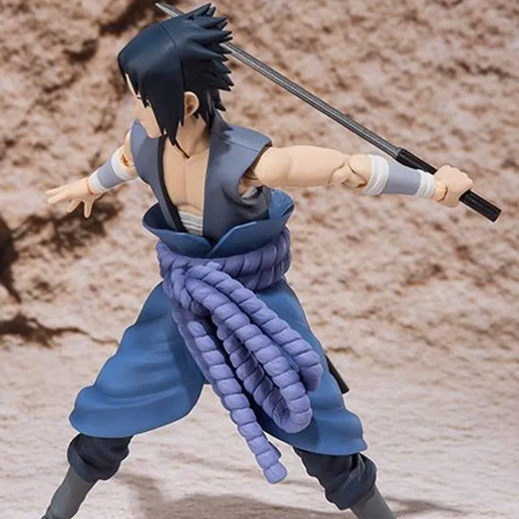 BANDAI Sasuke Uchiha Bandai SHF Naruto Sasuke Tobi Battle Action Figure 14cm Scale Figures-2