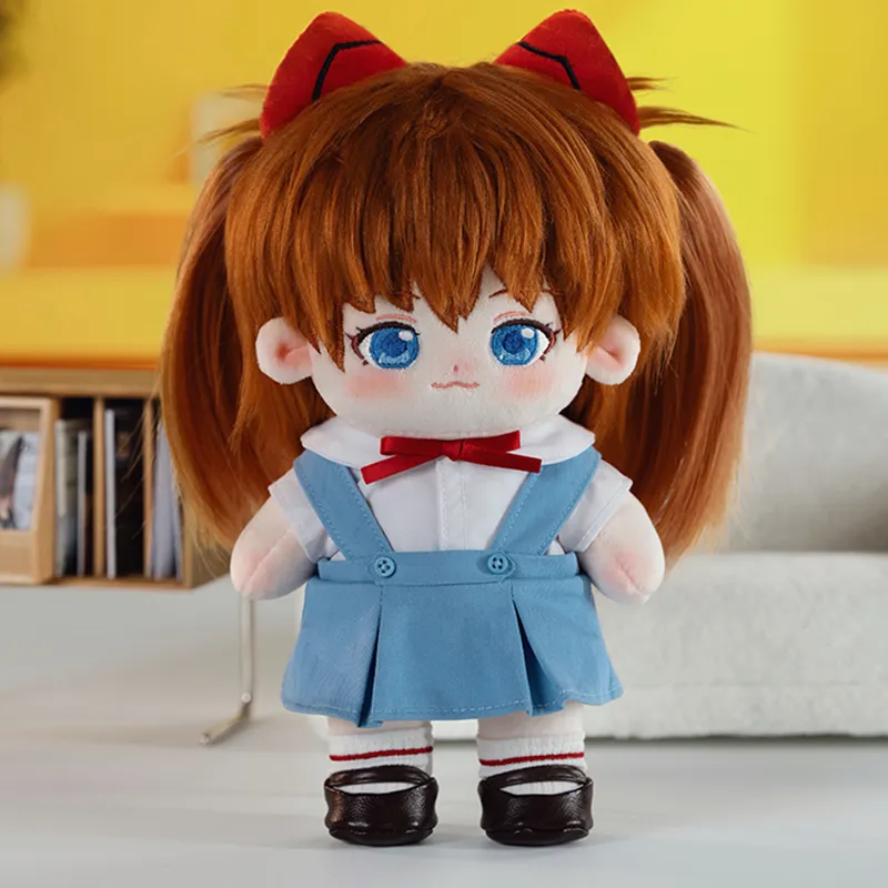 POP MART Resonance Neon Genesis Evangelion School Uniform Dolls Plush Doll 20cm High-4