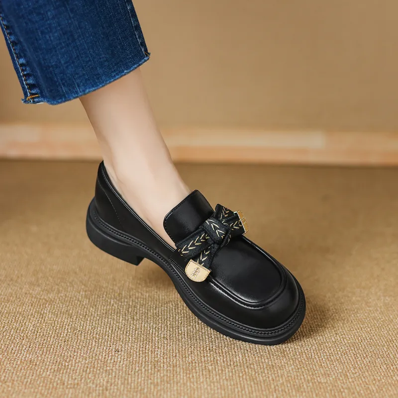 FOXER Loafers Chunky Heel Women's Black-5