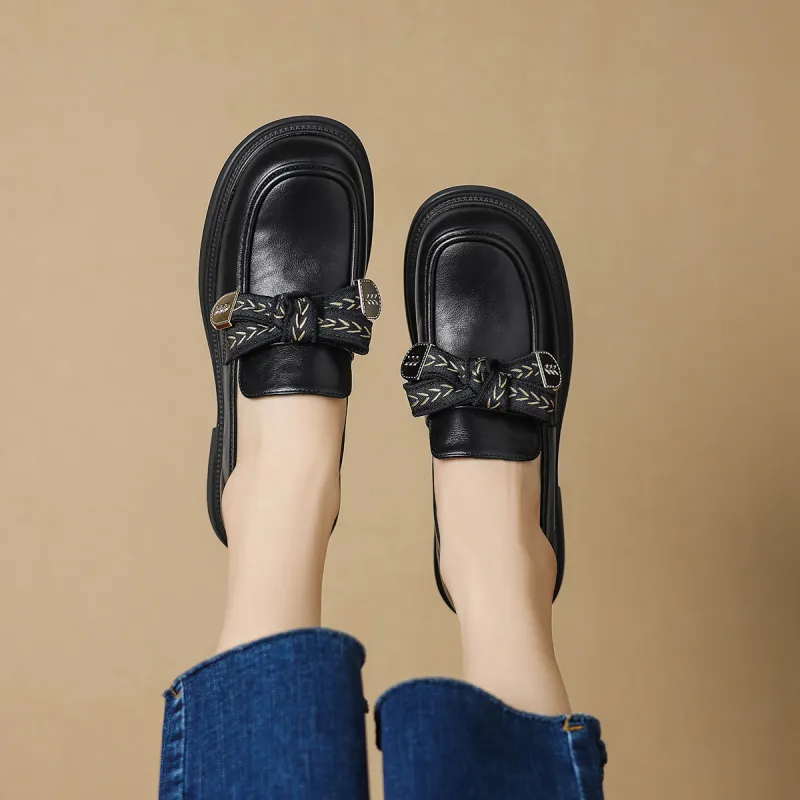 FOXER Loafers Chunky Heel Women's Black-4