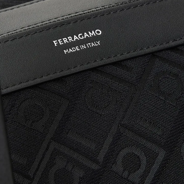 FERRAGAMO Cow Leather Portable Travel Bag Extra Large Men's Black-5
