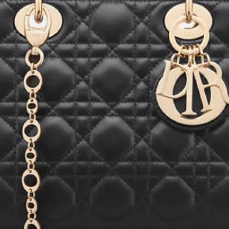 DIOR Lady Dior Sheepskin Shoulder Bag Crossbody Bag Handbag Small Size Women's Black-5