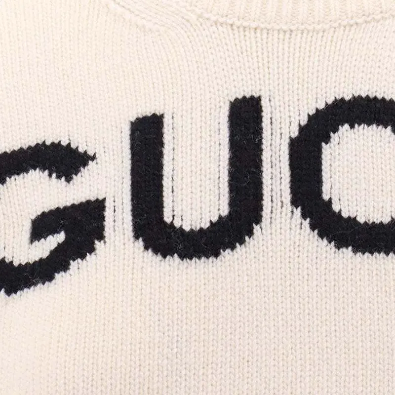 GUCCI Logo Intarsia Knit Crewneck Jumper-4