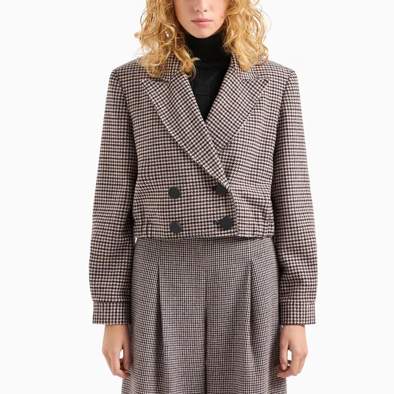 ARMANI EXCHANGE Check Pattern Cropped Jacket-2