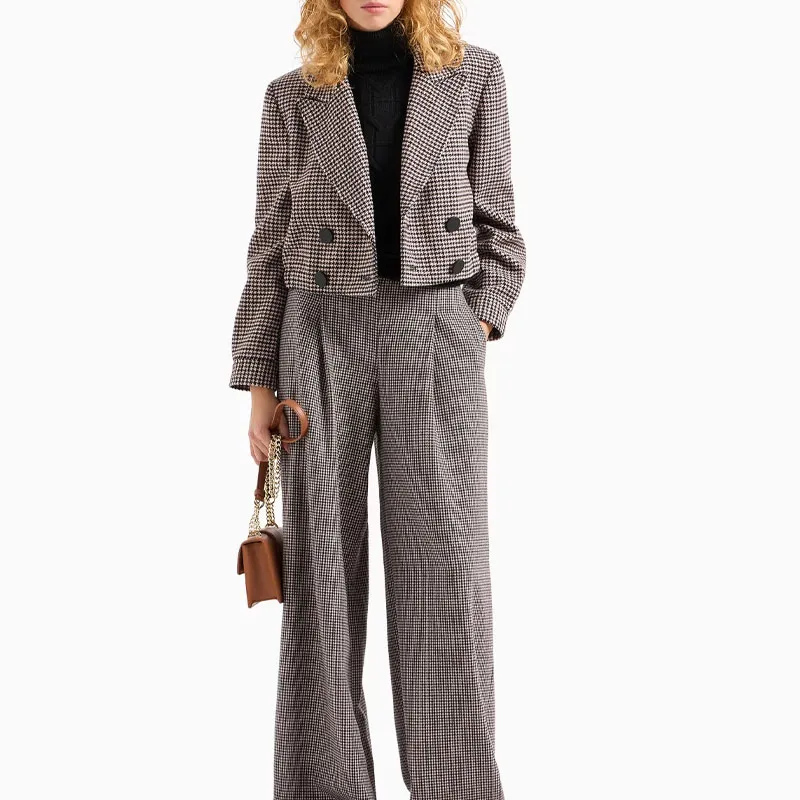 ARMANI EXCHANGE Check Pattern Cropped Jacket-1