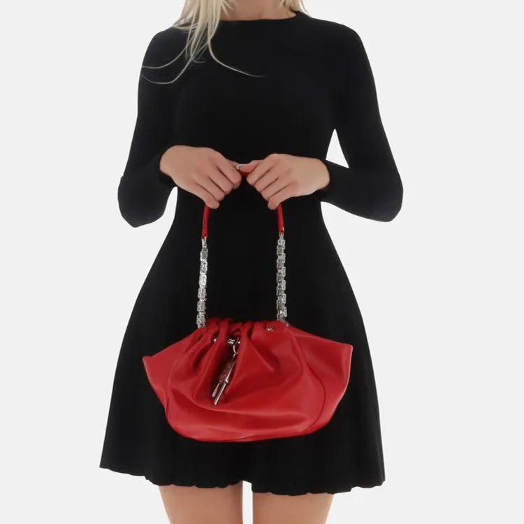 Givenchy Cow Leather Handbag Shoulder Bag Women's Red-4
