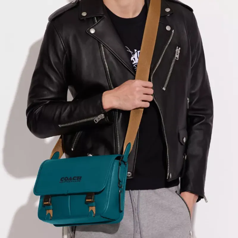 COACH Cow Leather Messenger Bag Shoulder Bag Crossbody Bag Large Size Men's Deep Tortoiseshell-4