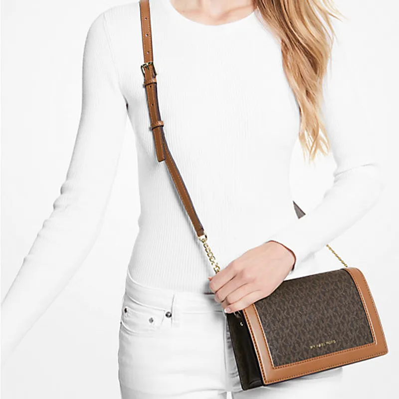 MICHAEL KORS Jet Set Canvas Shoulder Bag Crossbody Bag Large Size Women's Brown-4