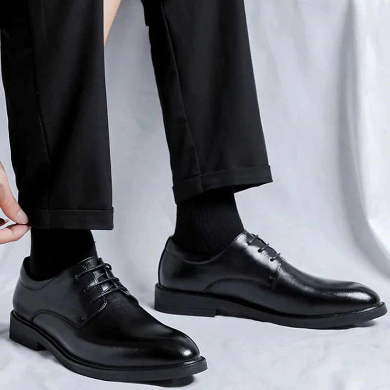 GZZ Dress Shoes Men Low Top Black-6