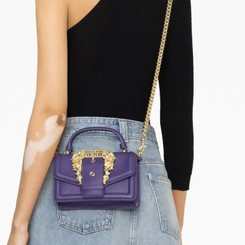 VERSACE JEANS COUTURE Polyurethane Crossbody One Shoulder Handbag Women's Purple-4