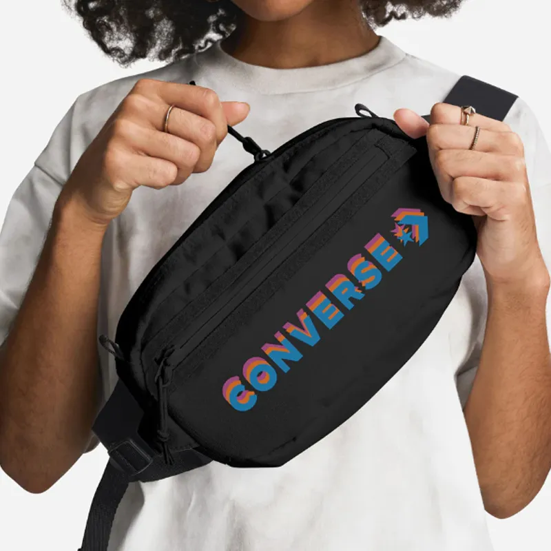 Converse Polyester Sling Bags One Shoulder Crossbody Fanny Pack Regular Unisex Black-5