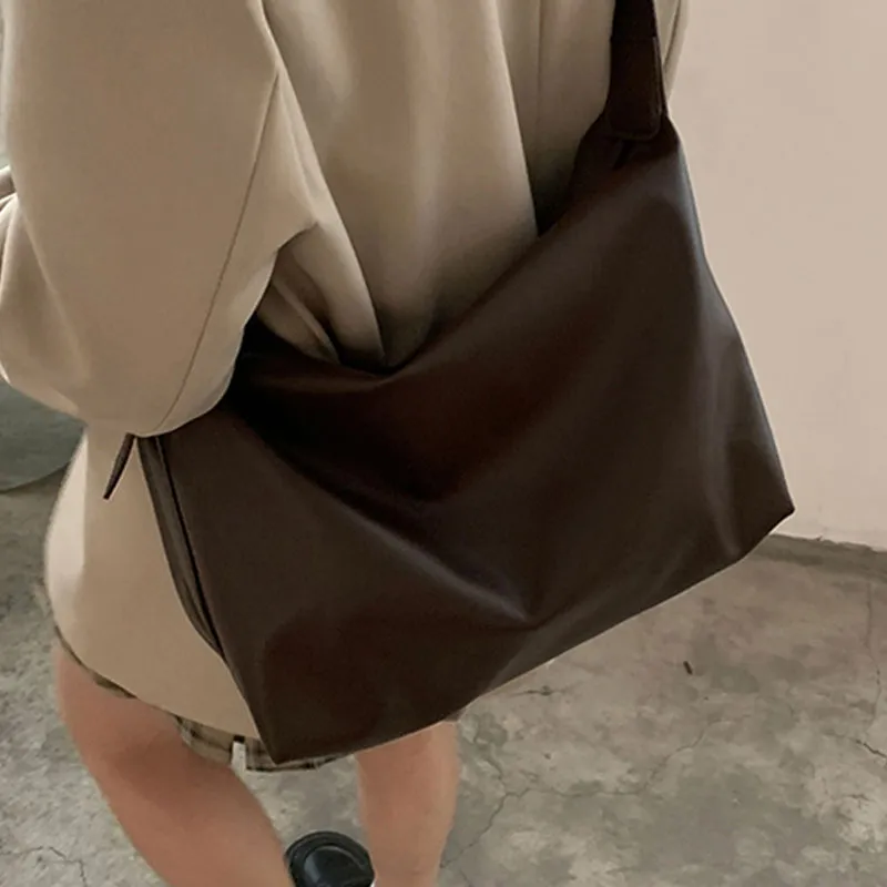 VINEY Cow Leather Shoulder Bag Crossbody Bag Tote Bag Shopping Bag Large Size Women's Coffee-6