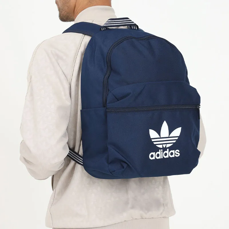 Adidas Originals Recycled Polyester Plain Weave Fabric Backpack Unisex Midnight Indigo-4