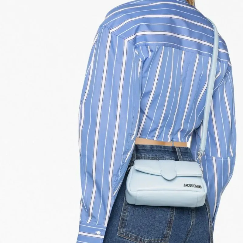 Jacquemus Lambskin Shoulder Bag Regular Women's Light Blue-3