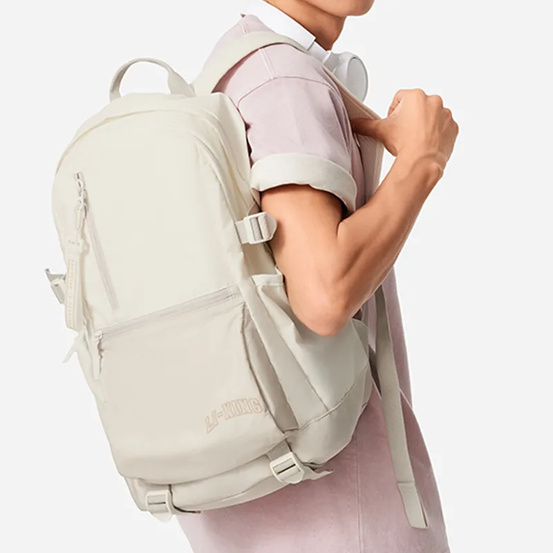 LiNing Polyester Backpack Unisex Ivory-6