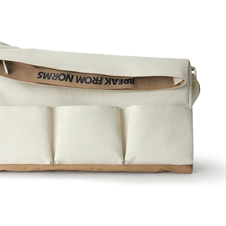 0592 Oxford Portable One Shoulder Gym Bag Trumpets Unisex White/Khaki-3