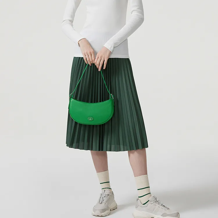 LACOSTE Cow Leather One Shoulder Handbags Small Size Women's Pine Green-4