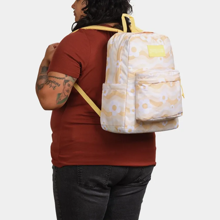 JanSport Recycled Polyester Backpack Medium Size Unisex Yellow-4