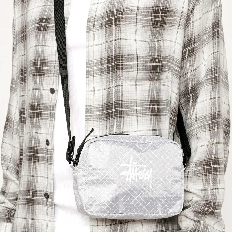 Stussy Nylon Crossbody Bag Shoulder Bag Unisex Gray Black-3