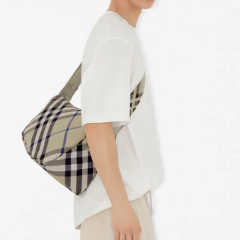 Burberry Cotton Blend Fabric Messenger Bag Crossbody Bag Shoulder Bag Men's Lichen-5
