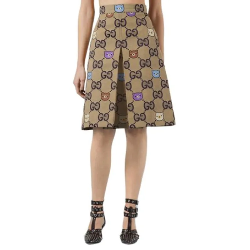 GUCCI Casual Long Skirts Women's Brown-1