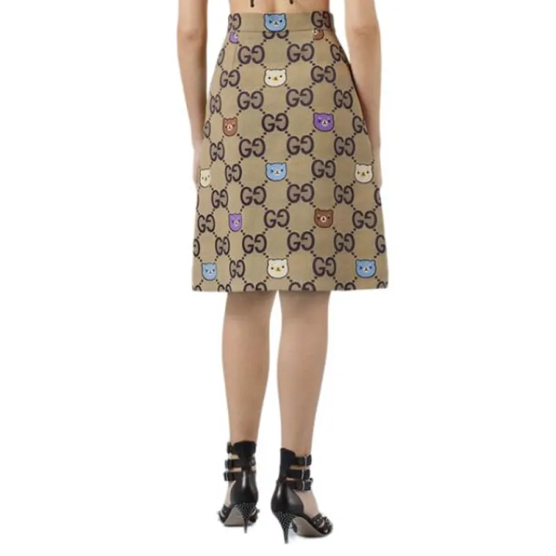 GUCCI Casual Long Skirts Women's Brown-2
