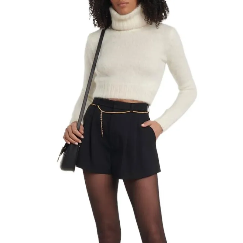 SAINT LAURENT Turtleneck Long Sleeved Cropped Jumper-4