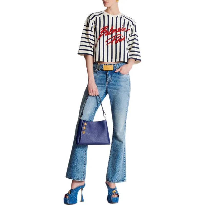 BALMAIN Striped Baseball Top-1