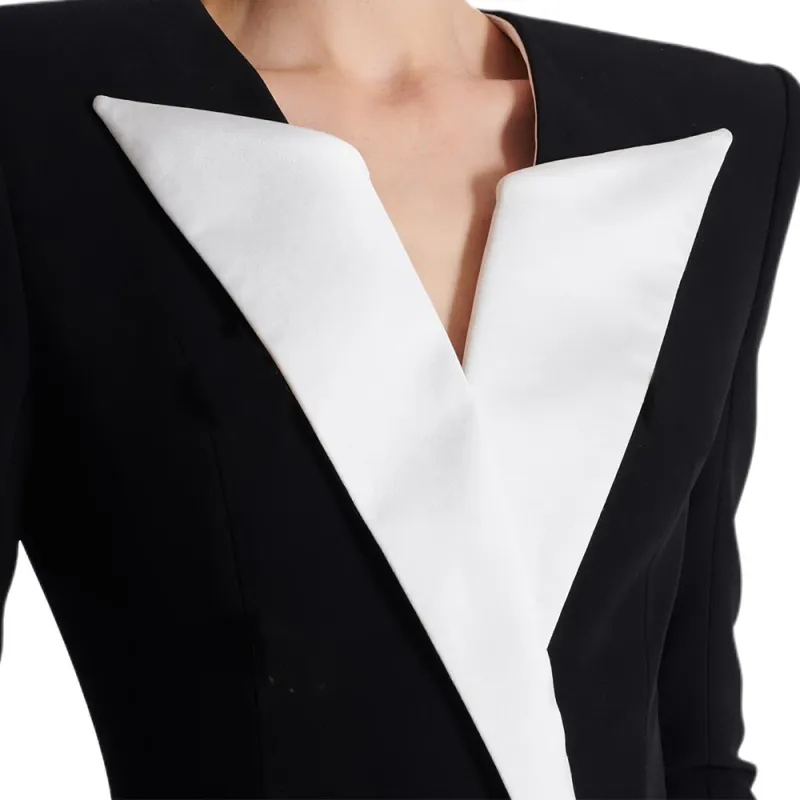 BALMAIN Two Tone Crepe Short Dress-5