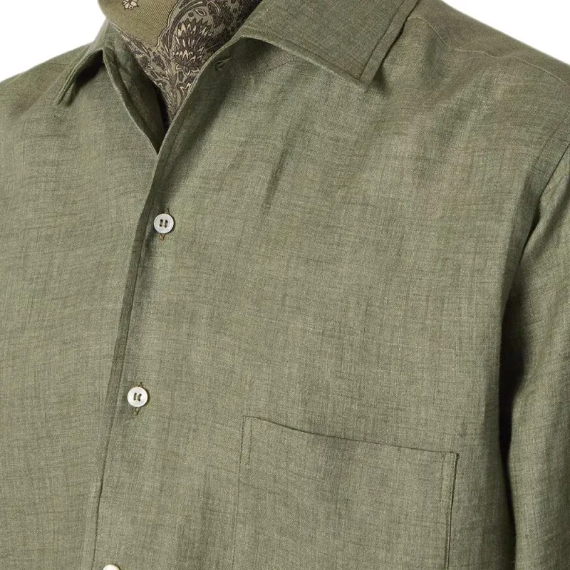 Loro Piana Shirt Men's Linen Green-5