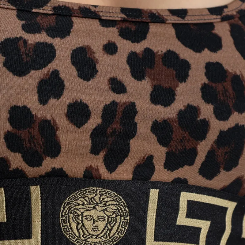 VERSACE Leopard-Printed V-Neck Swimsuit Top-3