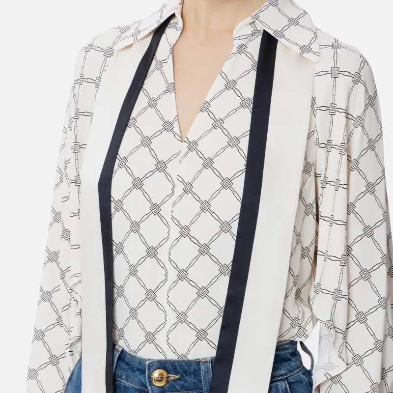 Elisabetta Franchi Diamond Printed Georgette Blouse-2