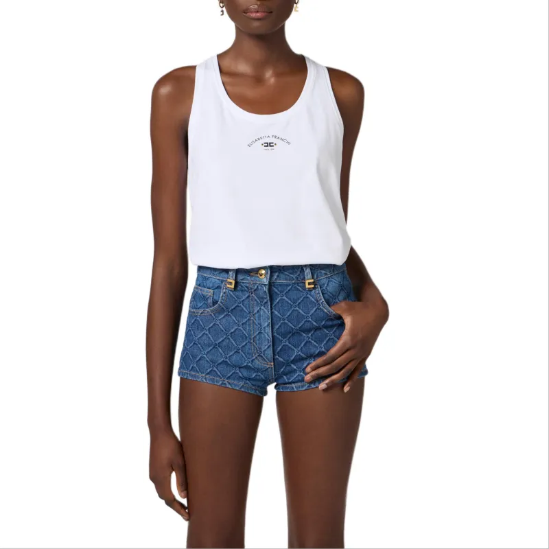 Elisabetta Franchi Logo Printed Jersey Tank Top-3