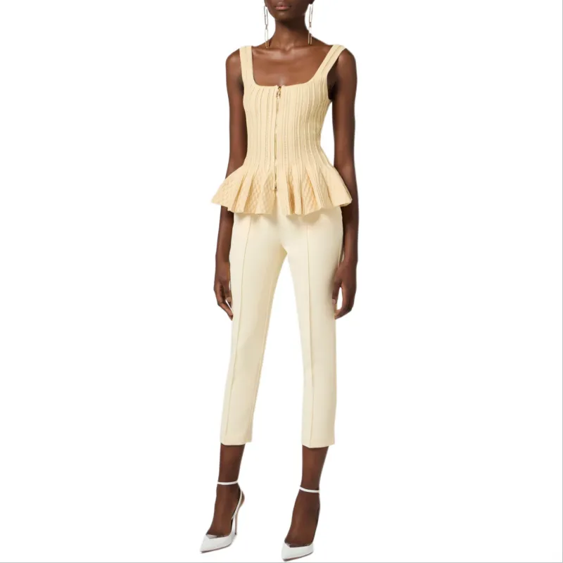 Elisabetta Franchi Logo Plaque Crepe Trousers-1