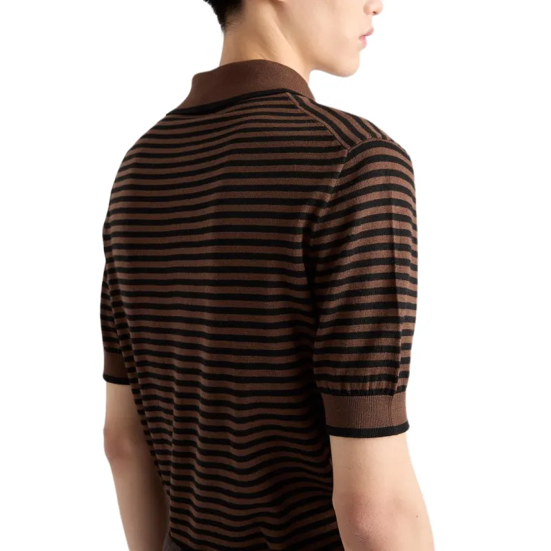 PRADA Striped Cotton Polo Shirt-4