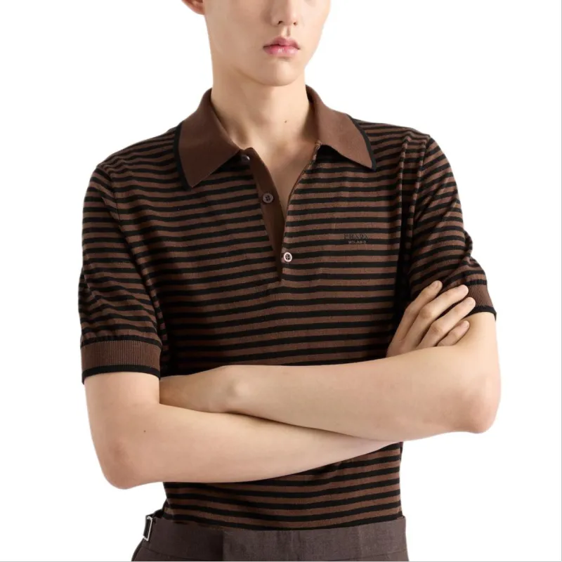 PRADA Striped Cotton Polo Shirt-2