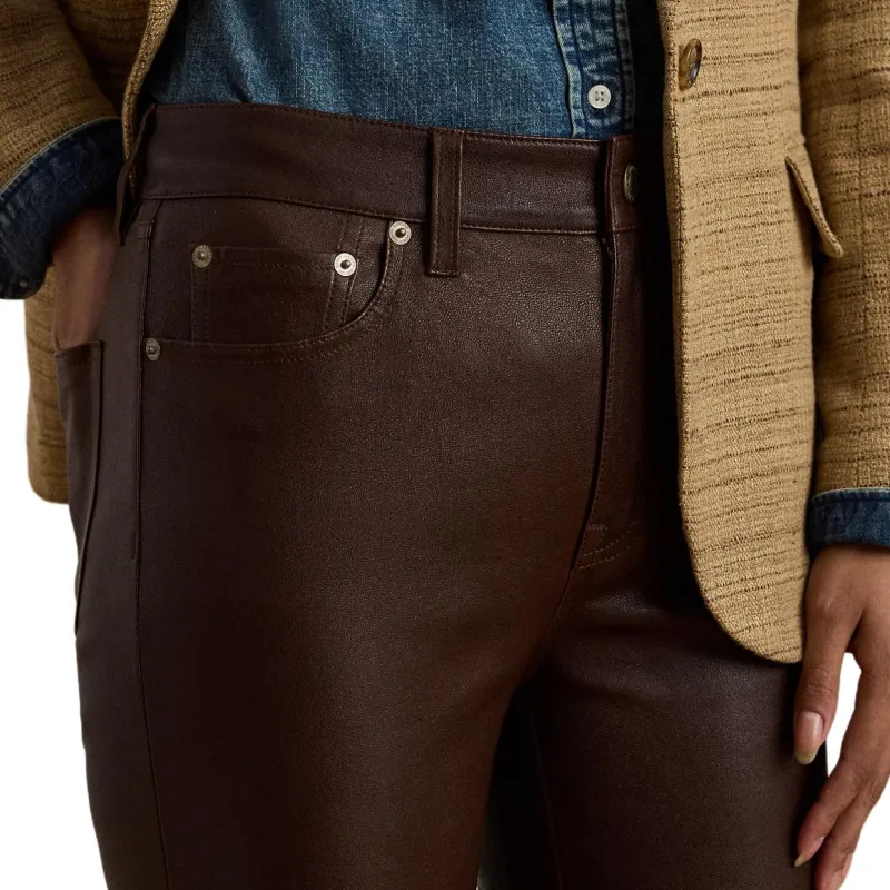 LAUREN RALPH LAUREN Leather Pants Women's Brown-4