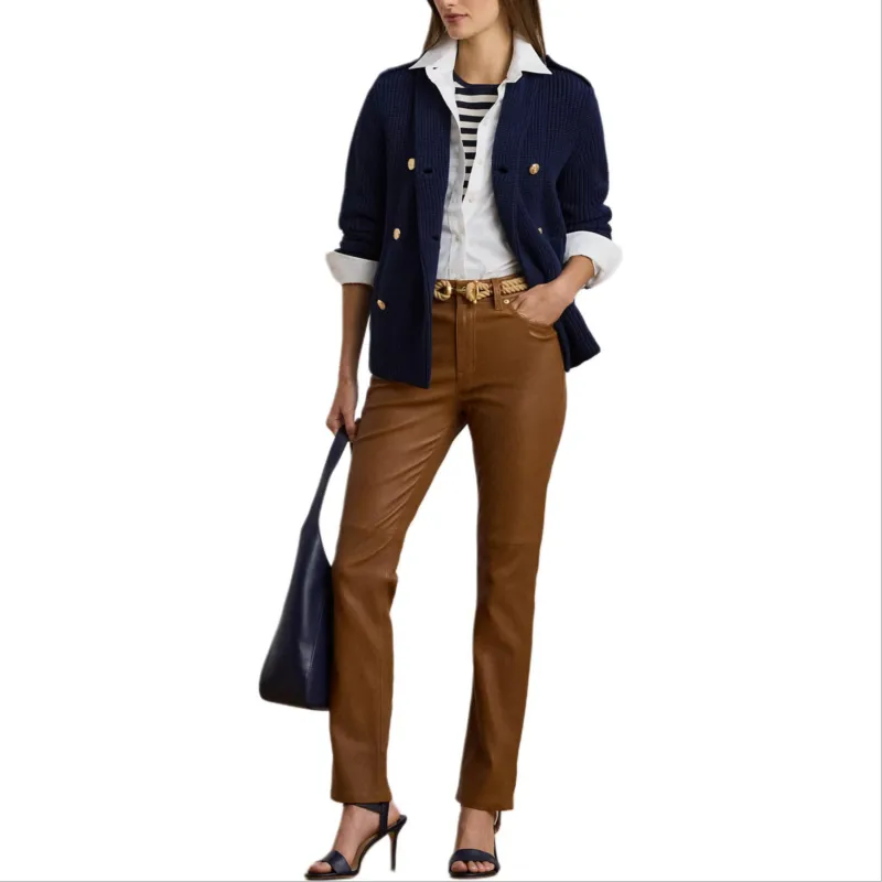 LAUREN RALPH LAUREN Leather Pants Women's Khaki-1