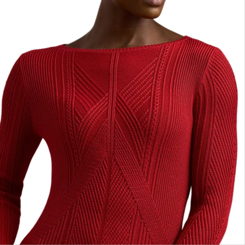LAUREN RALPH LAUREN Long Sleeved Dress Women's Red-4