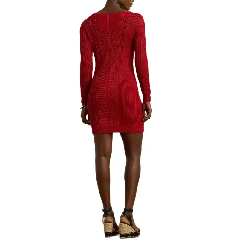 LAUREN RALPH LAUREN Long Sleeved Dress Women's Red-3