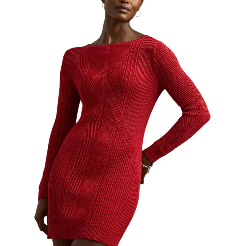 LAUREN RALPH LAUREN Long Sleeved Dress Women's Red-1