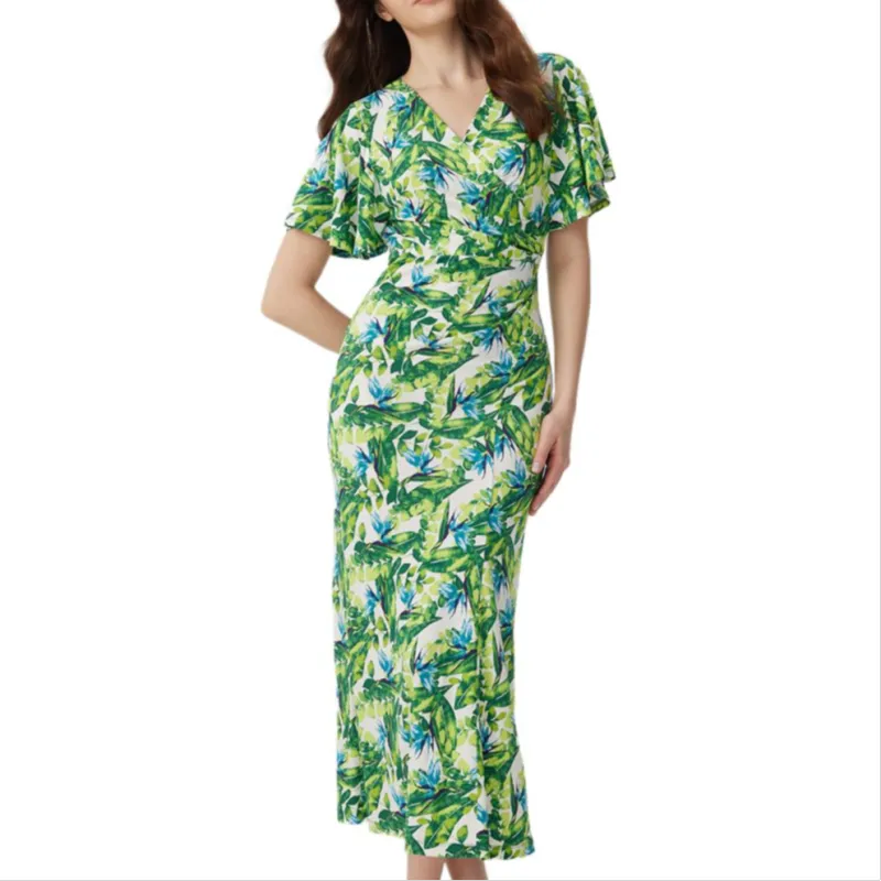 Diane Von Furstenberg SS25 Short Sleeved Dress Women's Green-2