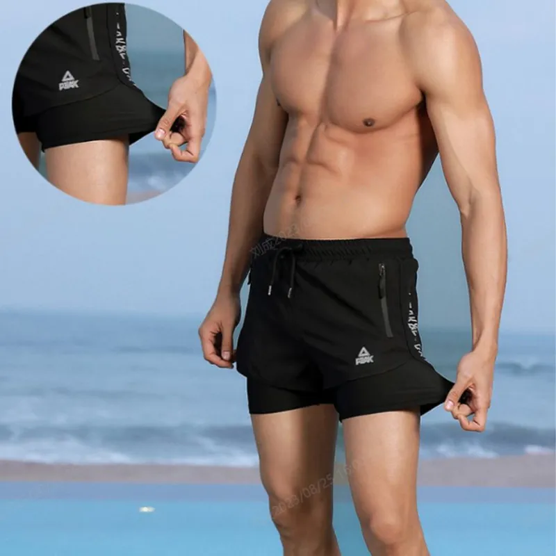 PEAK Swimming Sets Polyester Surfing Drifting Beach Vacation Men's Black-3