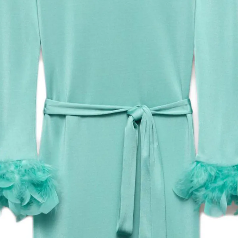 PRADA Long Sleeved Dress Women's Jadeite Green-4